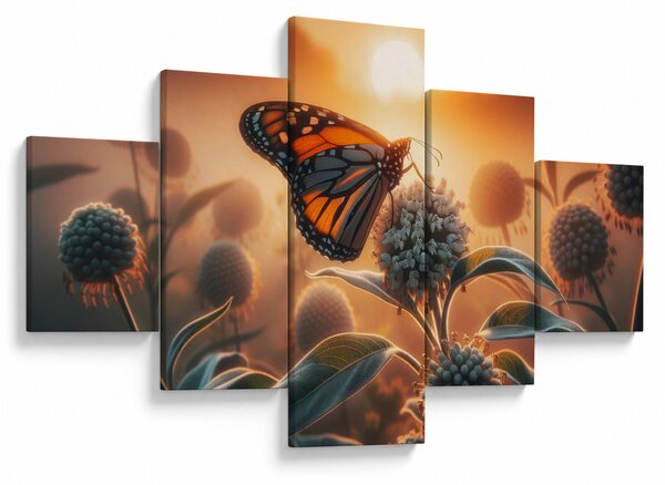 Obraz – Motyl w zachodzącym słońcu (125x70 cm)
