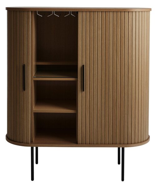 Brązowa szafka na wino w dekorze dębu z drzwiami przesuwnymi 100x118x40 cm Nola – Unique Furniture