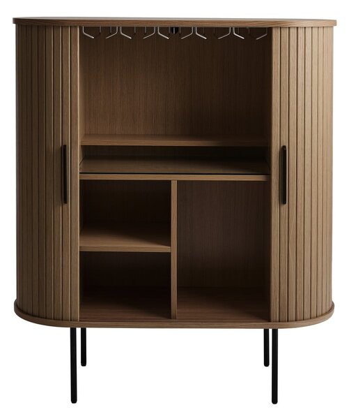 Brązowa szafka na wino w dekorze dębu z drzwiami przesuwnymi 100x118x40 cm Nola – Unique Furniture