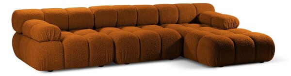 Pomarańczowy narożnik modułowy z materiału bouclé (prawostronny) Bellis – Micadoni Home