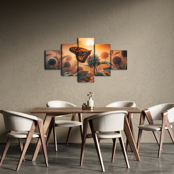 Obraz – Motyl w zachodzącym słońcu (125x70 cm)