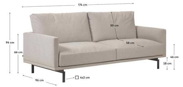 Beżowa sofa z tkaniny szenilowej 174 cm Galene – Kave Home