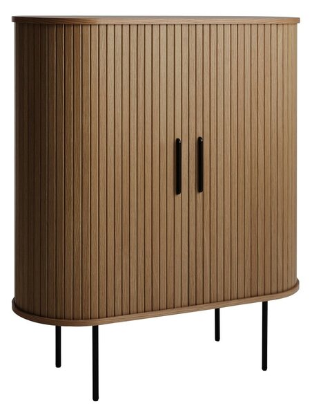 Brązowa szafka na wino w dekorze dębu z drzwiami przesuwnymi 100x118x40 cm Nola – Unique Furniture