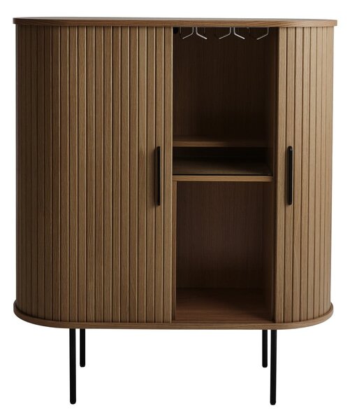 Brązowa szafka na wino w dekorze dębu z drzwiami przesuwnymi 100x118x40 cm Nola – Unique Furniture