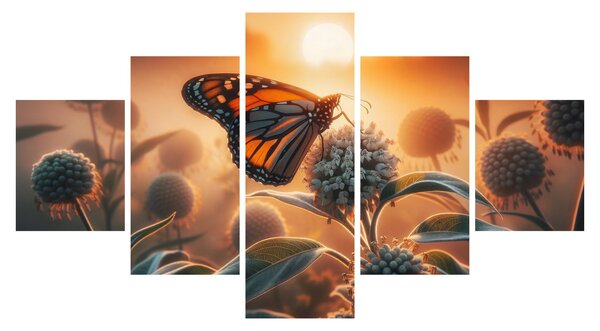 Obraz – Motyl w zachodzącym słońcu (125x70 cm)