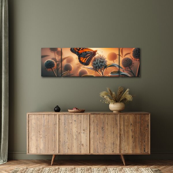 Obraz – Motyl w zachodzącym słońcu (170x50 cm)