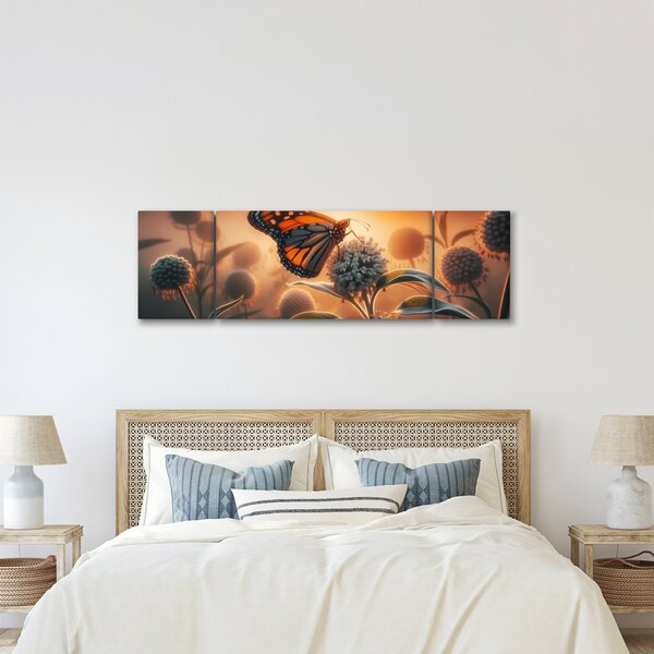 Obraz – Motyl w zachodzącym słońcu (170x50 cm)