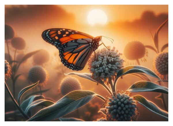Obraz – Motyl w zachodzącym słońcu (70x50 cm)