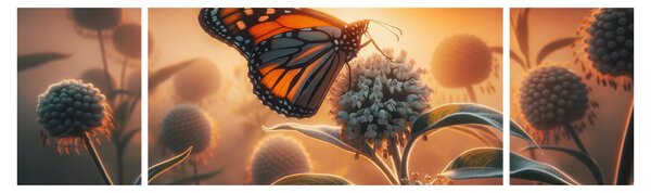 Obraz – Motyl w zachodzącym słońcu (170x50 cm)