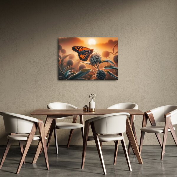 Obraz – Motyl w zachodzącym słońcu (70x50 cm)