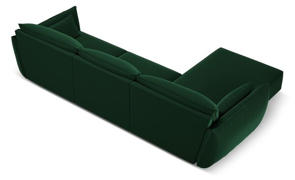Ciemnozielony aksamitny narożnik (lewostronny/z szezlongiem) Vanda – Mazzini Sofas