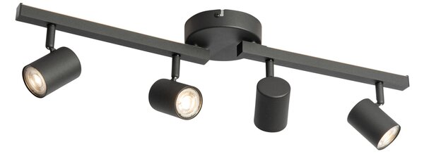 Czarny reflektor sufitowy GU10 50 mm 4-punktowy z podświetleniem i przełącznikiem 3-stopniowym - Back Up