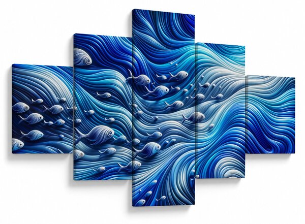 Obraz – Ryby w falach (125x70 cm)