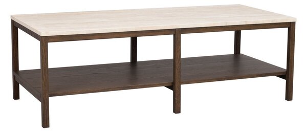 Brązowo-beżowy stolik z kamiennym blatem 140x60 cm Orwel – Rowico