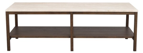 Brązowo-beżowy stolik z kamiennym blatem 140x60 cm Orwel – Rowico