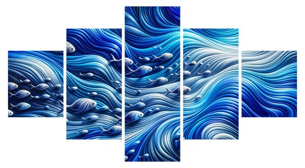 Obraz – Ryby w falach (125x70 cm)