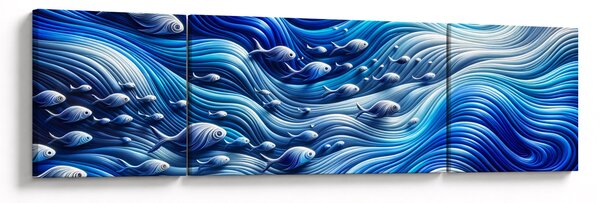 Obraz – Ryby w falach (170x50 cm)