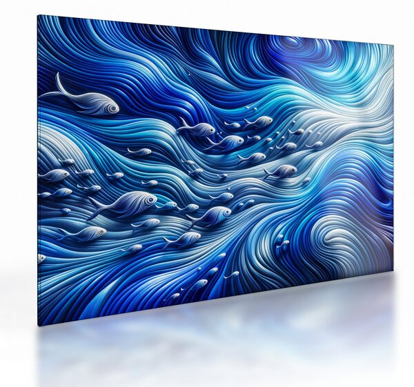 Obraz na szkle – Ryby w falach (70x50 cm)