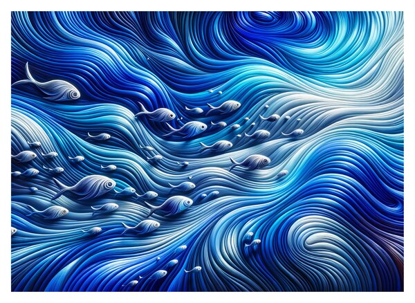 Obraz na szkle – Ryby w falach (70x50 cm)