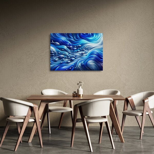 Obraz na szkle – Ryby w falach (70x50 cm)