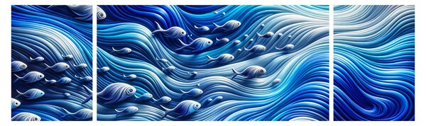Obraz – Ryby w falach (170x50 cm)