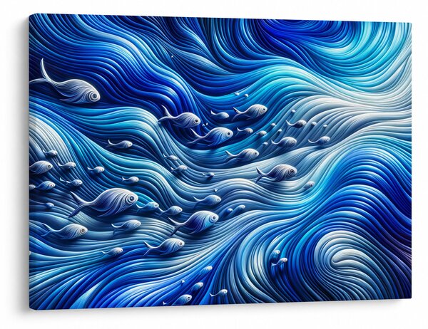 Obraz – Ryby w falach (70x50 cm)