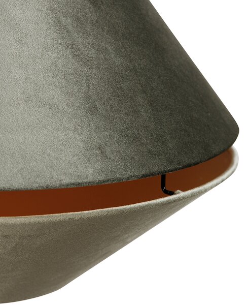 Lampa wisząca czarna z podwójnym aksamitnym abażurem zielonym ze złotym wnętrzem - Combi 1