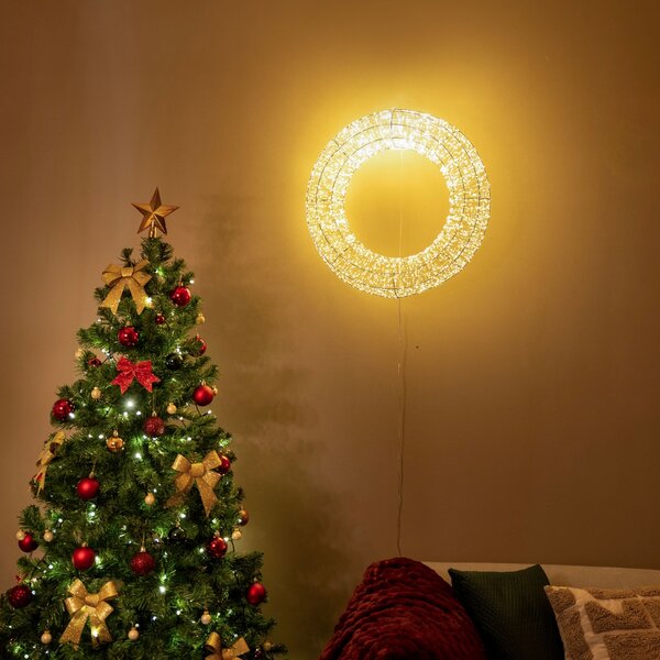 Świąteczna lampa wisząca wieniec srebrny 60 cm z LED IP44 - Nawa