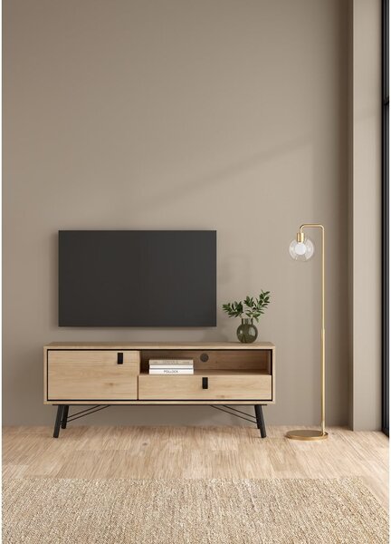 Szafka pod TV w dekorze dębu w naturalnym kolorze 150x60x40 cm Ry – Tvilum