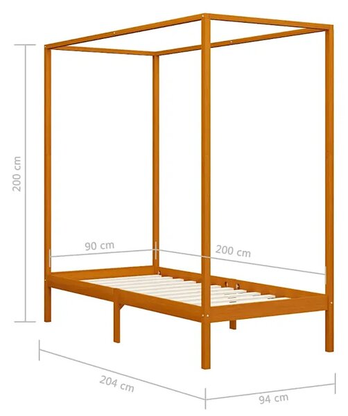 Miodowo brązowe pojedyncze łóżko 90x200cm P0-T27