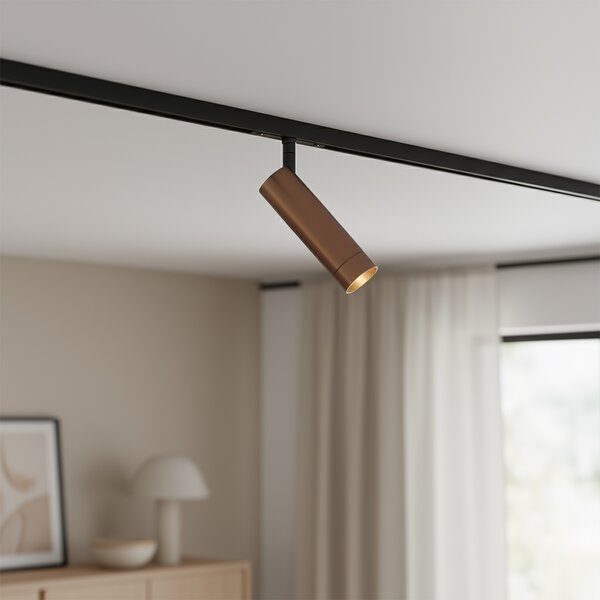 Nowoczesny reflektor w kolorze ciemnego brązu do 1-fazowego systemu szynowego GU10 35 mm - Slimline Uzzy