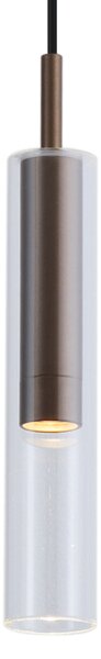 Nowoczesny reflektor z ciemnego brązu z przezroczystym szkłem do 1-fazowego systemu szynowego - Slimline Loyce