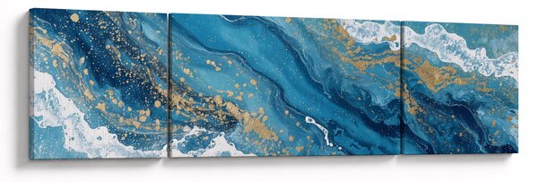 Obraz - Jasnoniebieski marmur ze złotem II. (170x50 cm)