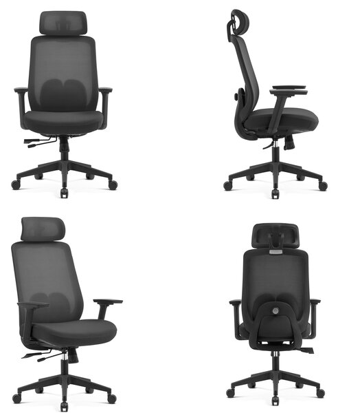 Ergonomiczny fotel biurowy z regulacjami Runo, zgodny z normą BHP
