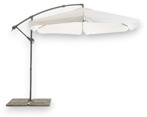 Okrgy parasol ogrodowy o rednicy 330 cm, w kolorze biaym, z bocznym supkiem i systemem otwierania za pomoc korby
