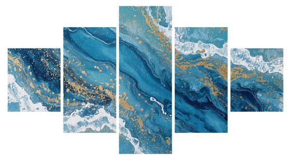 Obraz - Jasnoniebieski marmur ze złotem II. (125x70 cm)