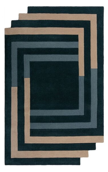 Ciemnozielony wełniany dywan tkany ręcznie 120x180 cm Labyrinth Shaped – Flair Rugs