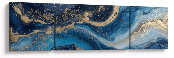Obraz - Abstrakcyjny niebiesko-złoty marmur (170x50 cm)