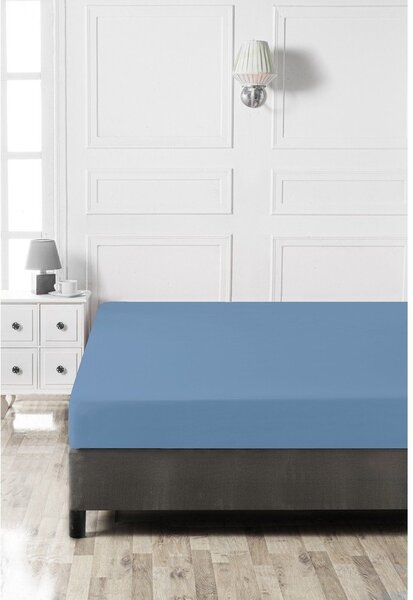 Niebieskie bawełniane prześcieradło z gumką 140x200 cm – Mijolnir