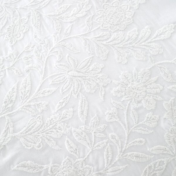 Biała bawełniana pościel jednoosobowa 135x200 cm Embroidery Floral – Bianca