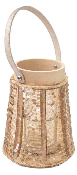 Latarnia z cekinami CONE GLAM 22 cm, naturalna