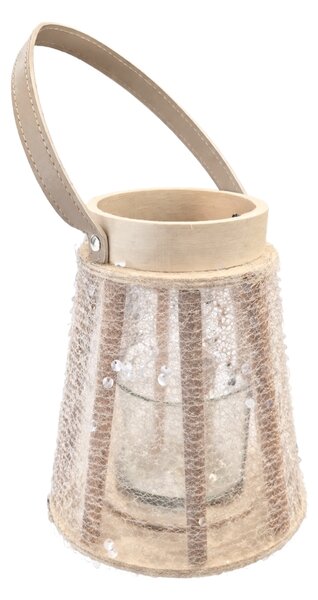 Latarnia z cekinami CONE GLAM 22 cm, biała