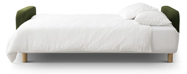 Zielona rozkładana sofa ze schowkiem 231 cm Elen – Micadoni