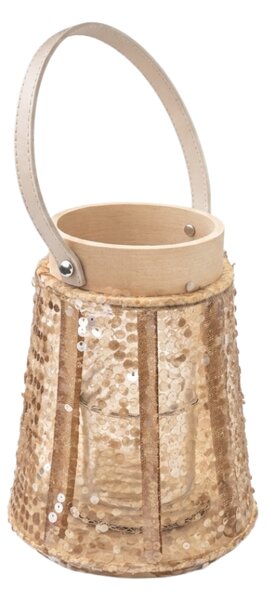 Lampion z cekinami CONE GLAM 26 cm, naturalny