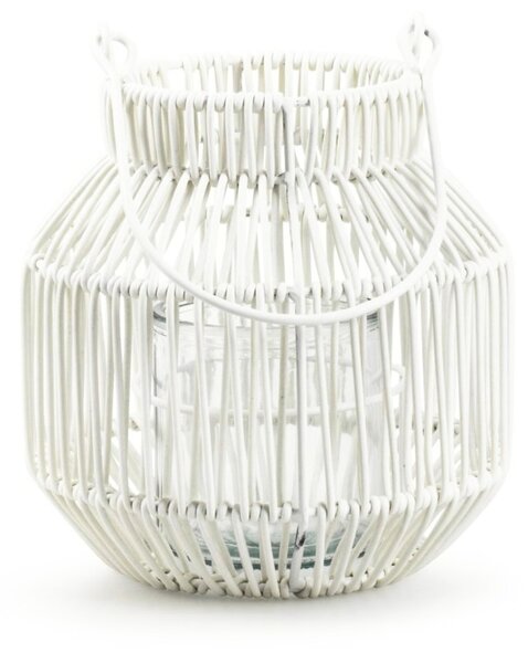 Metalowa latarnia MAREN HALO 18,5 cm, biała