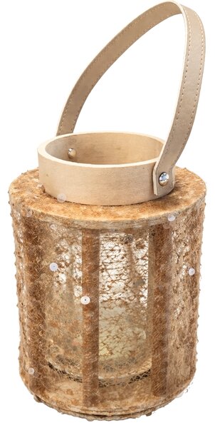 Latarenka z cekinami NATUR GLAM 26 cm, naturalna