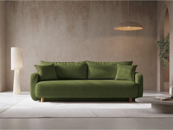 Zielona rozkładana sofa ze schowkiem 231 cm Elen – Micadoni