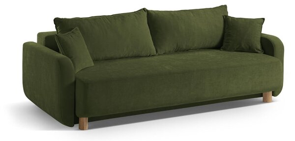 Zielona rozkładana sofa ze schowkiem 231 cm Elen – Micadoni