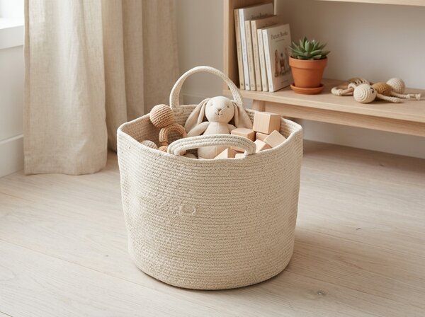 Kosz do przechowywania z uchwytami COTTON HAVEN 35x35 cm - więcej kolorów Kolor: Jasnozielony
