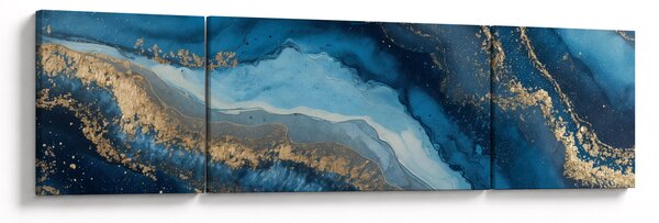 Obraz - Niebieska marmurowa abstrakcja (170x50 cm)